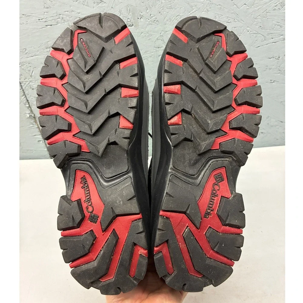 Columbia Bugaboot Plus II Boots Men's 10.5 Black Red Omni Heat Waterproof
